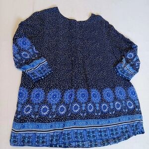 Boden Women's Sz 6 Navy and Blue Floral Lightweight Tunic